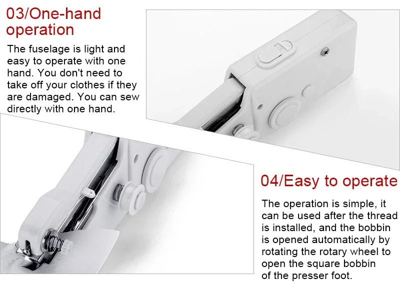 Portable Sewing Machine Manual Handheld Rope-free Electric Quick Build DIY Apparel Supplies Arts Crafts Home Garden Mini