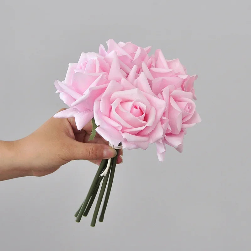 5 Head Curled Rose Bouquet with Artificial Moisture Sensation High-end Silk Flower Home Decoration Wedding Decoration