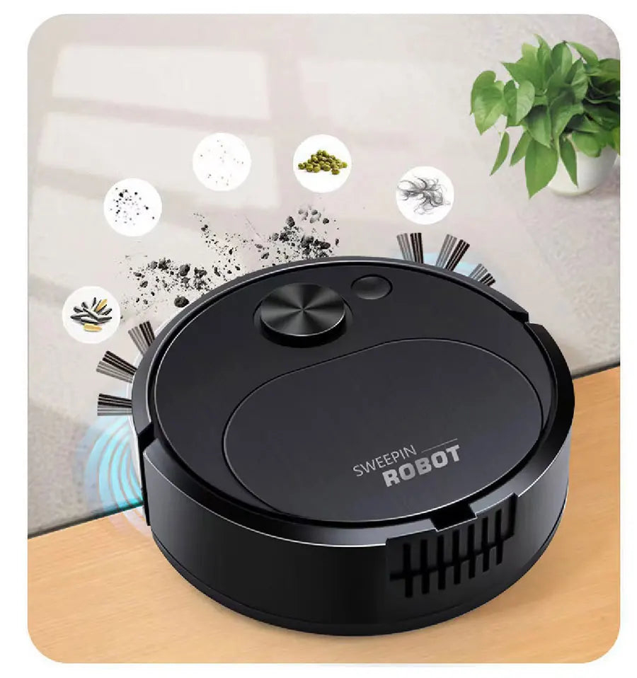 Smart USB Sweeping Robot Vacuum Cleaner 3-in-1 Wireless Mopping 1800Pa Powerful Cleaning for Home Office Floors