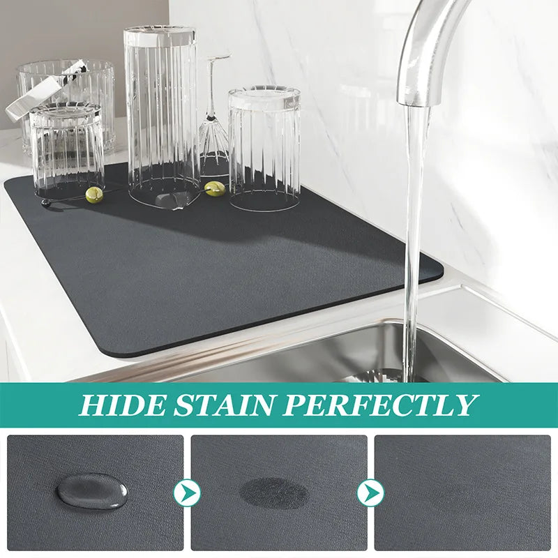Super Absorbent Kitchen Tableware Impermeable Drainage Mat Heat Insulation Non-slip Pad Tableware Mats Coffee Dish Drying Mat