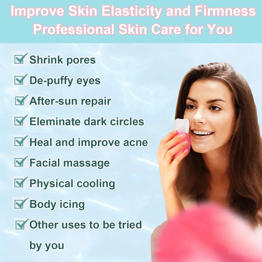 2 In 1 Ice Facial Roller Gua Sha Puffiness Roller Lifting Contouring Tools Ice Cube Trays Ice Balls Face Massager Beauty Care