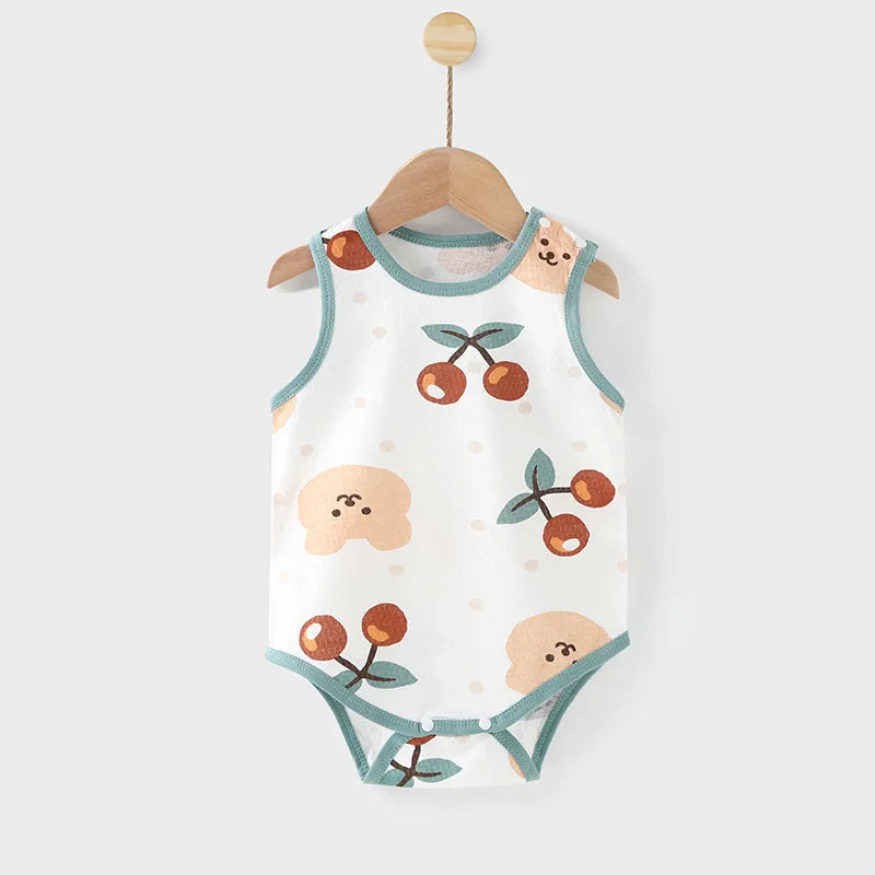 Baby Summer Pure Cotton Sleeveless Triangle Fart Clothes Newborn Thin Breathable Romper Newborn Crawling Clothes Jumpsuit
