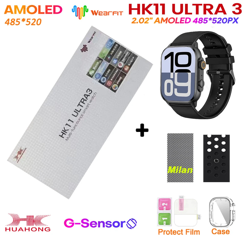 Upgrade Hk11 Ultra 3 Gen2 SmartWatch 4GB ROM AI ROBOT AMOLED Network 49mm G-Sensor ChatGPT NFC Compass GPS 3D Menu Music Watch