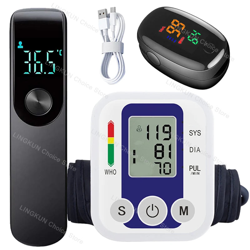 LCD Portable Health Care Pulse Meter BP Monitor Automatic Digital Arm Blood Pressure Monitor Tonometer Meter Sphygmomanometer