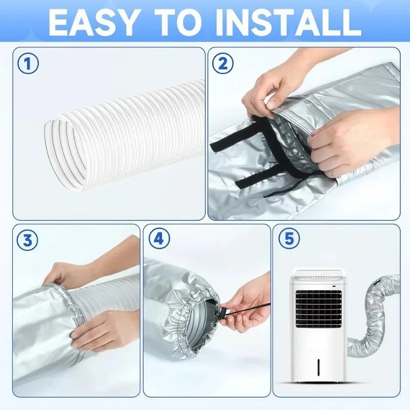 Air Conditioning Hose Cover for 5-5.9-inch Exhaust Hose AC Exhaust Pipe Sleeve Heat Insulation Dustproof Protective Cover