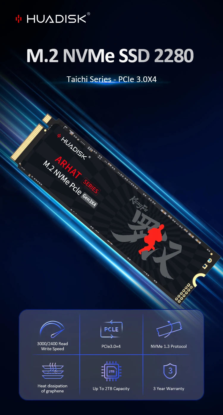 HUADISK M2 SSD NVMe 128GB 256GB 512GB 1TB 2TB SSD M.2 2280 PCIe 3.0 TLC Chip SSD Internal Solid State Disk for Laptop Desktop PC