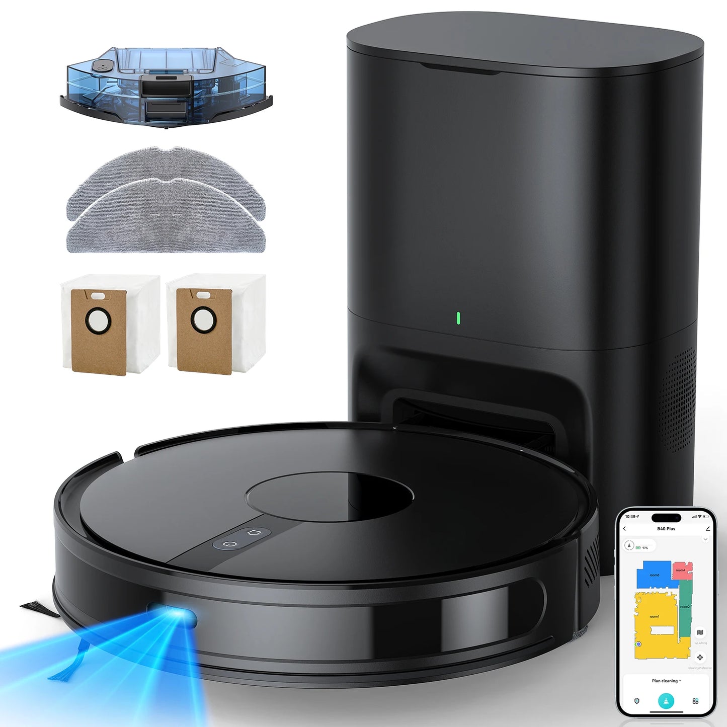 Lubluelu 6500Pa Sweeping Robot Vacuum Cleaner with Mapping Self Collection Dust App Control Dragging Cleaning Sweep Floor for Home Office