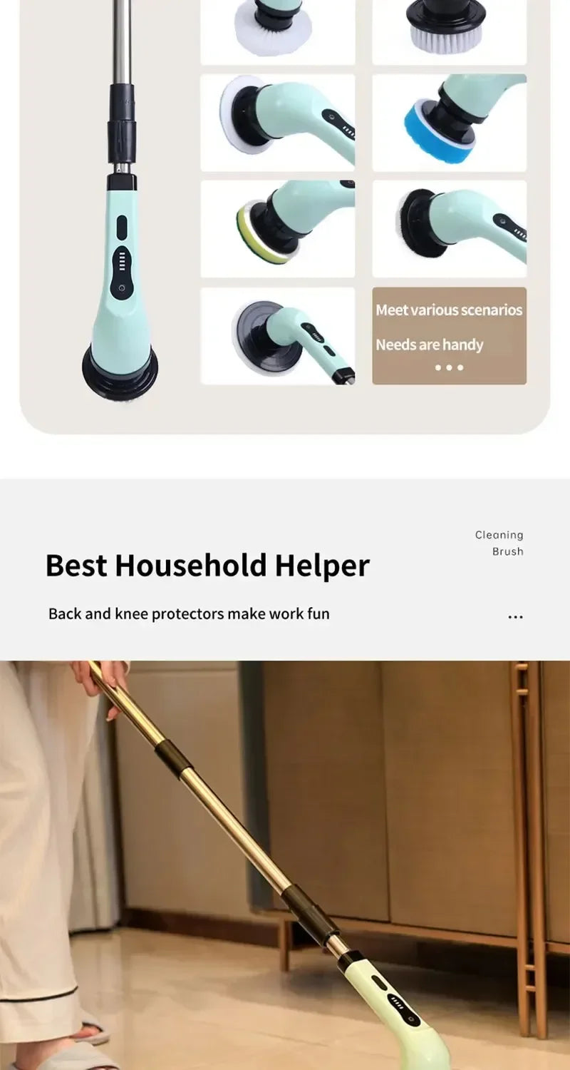 Cordless Electric Spin Scrubber Multipurpose Power Cleaning Brush For Bathroom Kitchen Tile Grout Floor Stain Removal