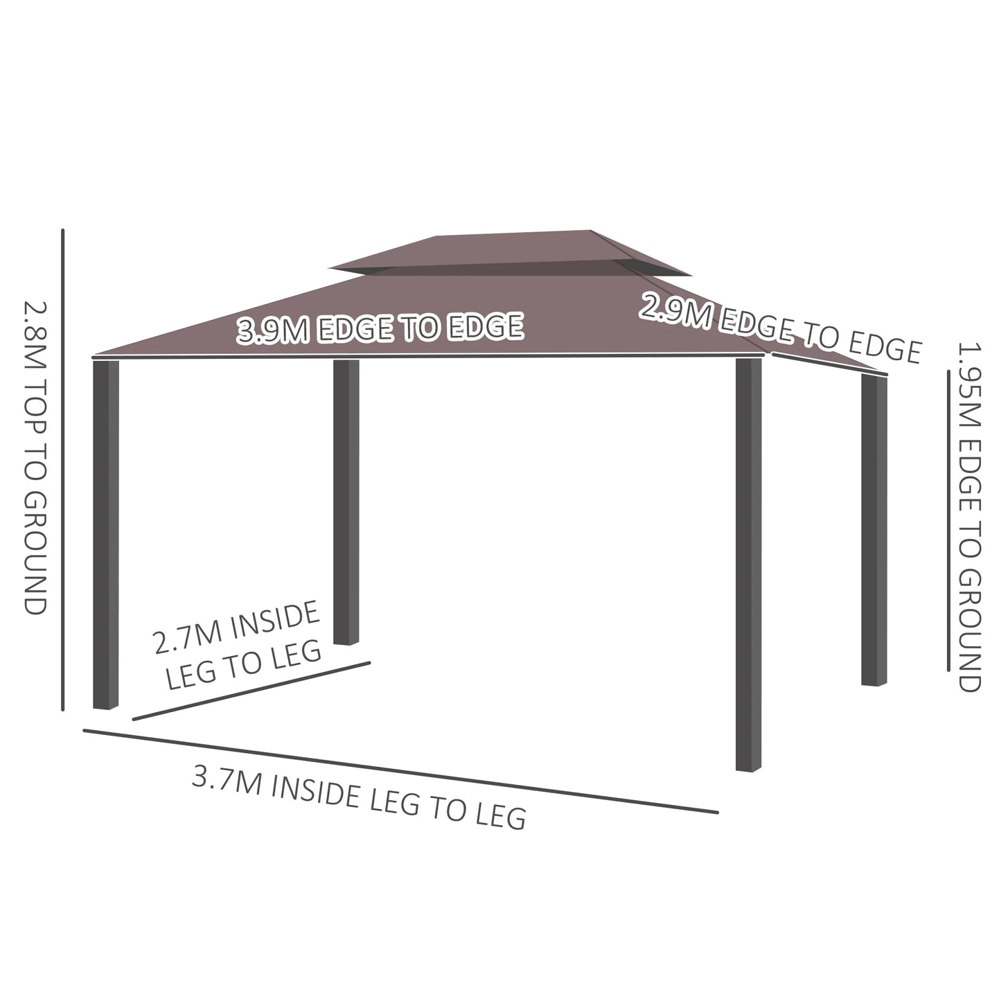 Outsunny 3 x 4m Aluminium Garden Gazebo, Marquee Canopy Shelter Pavilion Party Tent with Nets and Curtains