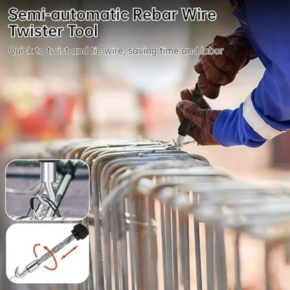 New Semi-Automatic Rebar Tying Machine Wire Knoting Pliers Straight Pull Bar Binding Hook Construction Site Winding Tool