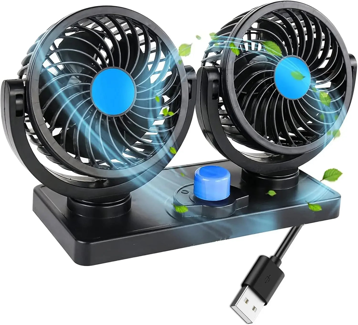 Professional Dual Fans 360 Rotation Multi Angle Cooling Fan for Sedan RV Truck Boat Vehicles Camping Office Desk Use Accessory