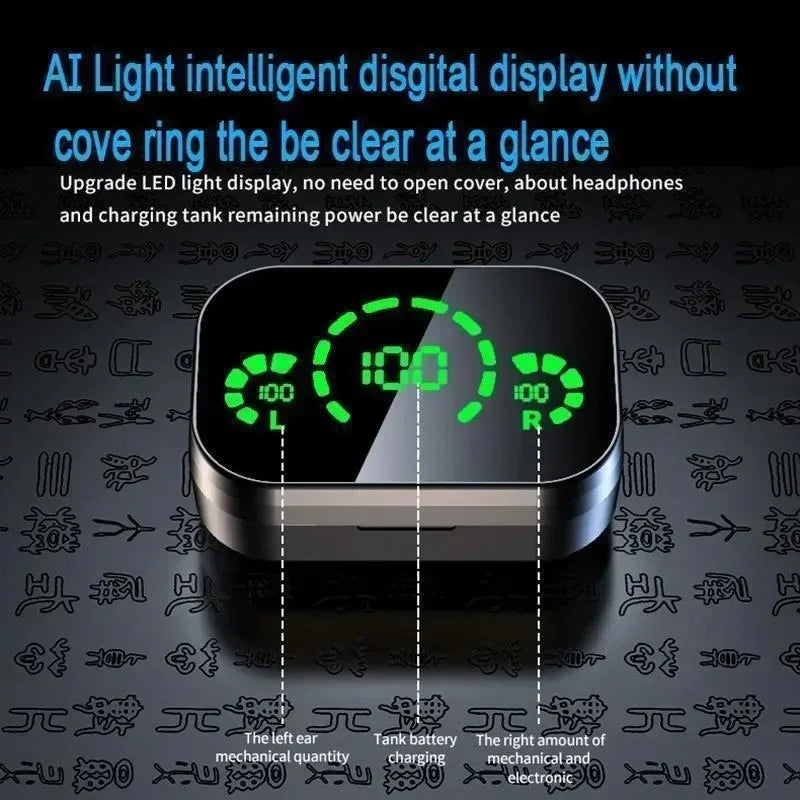 Original YD03 TWS Earphone Flashlight Wireless Headset 9D Noise Reduction New 5.2 Bluetooth Headphone With LED Power Display