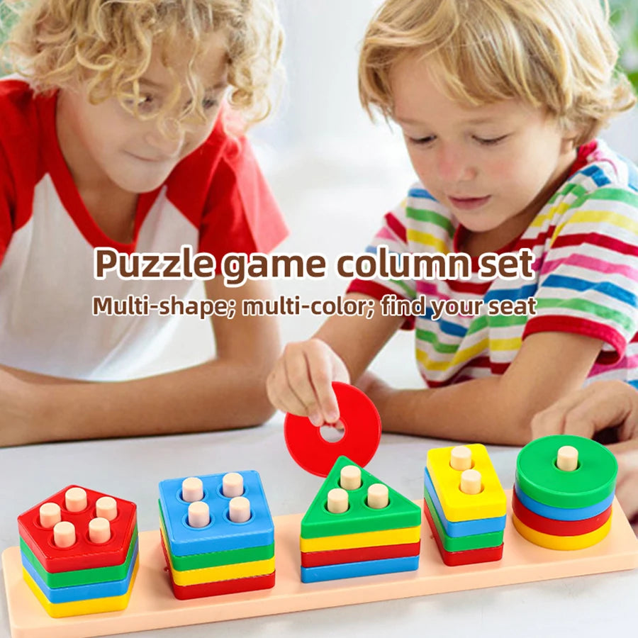 1set- Early education equipment geometric set columns, infant and child intelligence assembly building blocks boy/girl toys