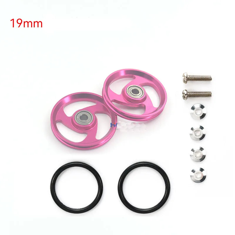 2pcs 15418 13-12mm Aluminum Alloy Guide Rollers 15461/15426 2023Jcup 95160 19mm Roller With Rubber Ring Tamiya Mini 4WD Homemade