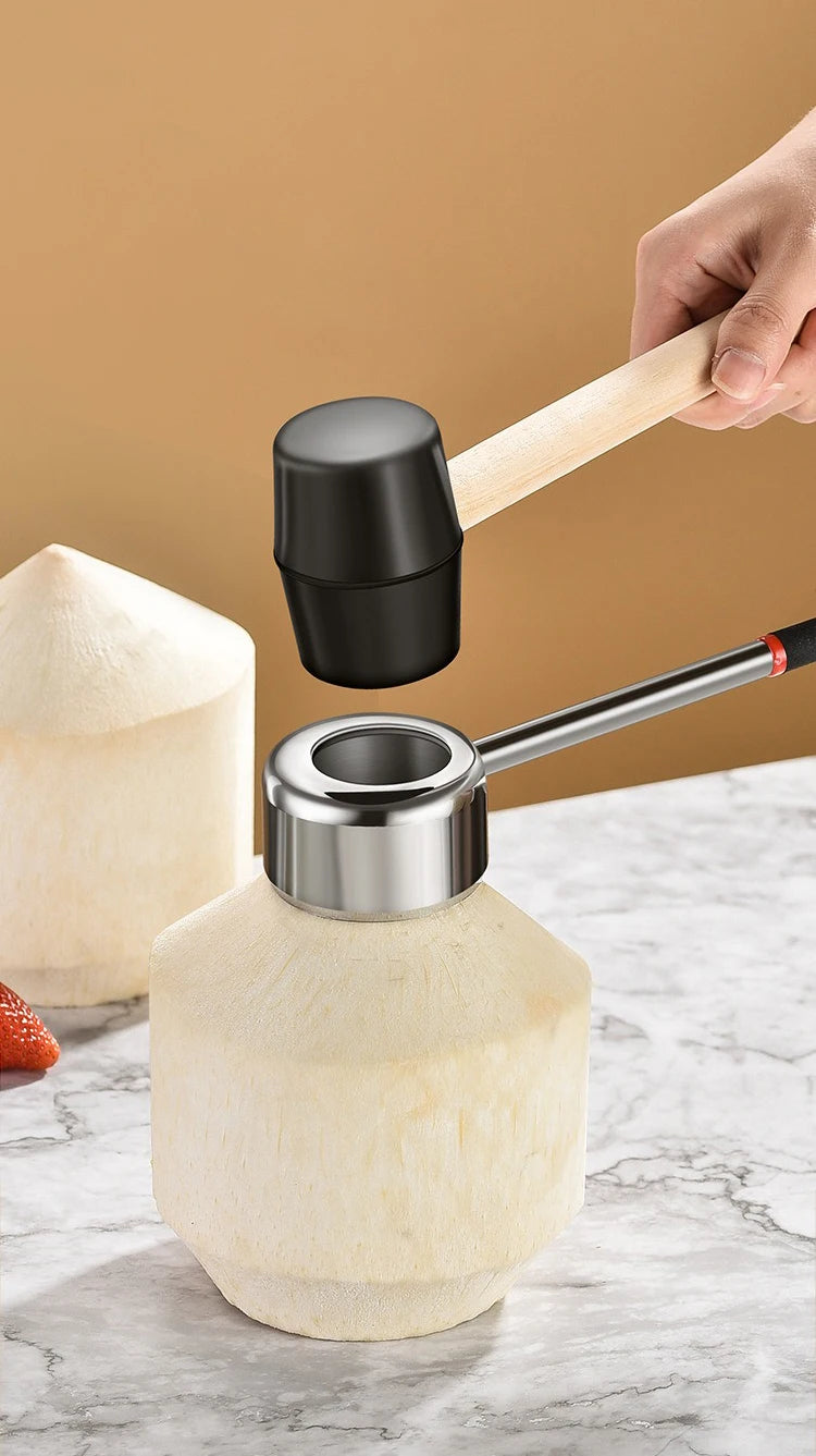 Coconut Opener Tools Creative Dual-purpose Hand Hole Puncher Hammer Coconut Breaker Kitchen Gadgets for Fresh Coconut Wate