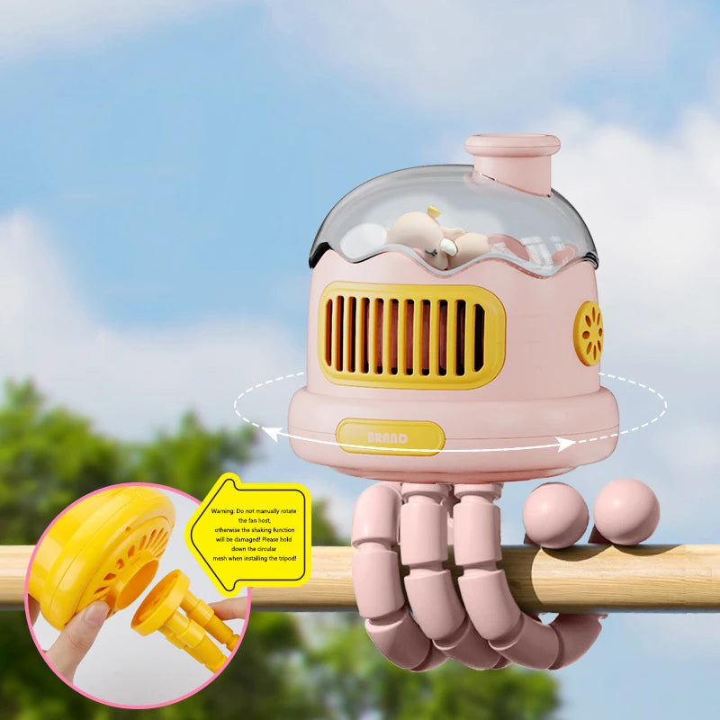 Baby 3 Speeds Stroller Mini Fan With Light Portable USB Charging Fan Mobile Phone Holder Stroller Accessories Baby Newborn Items