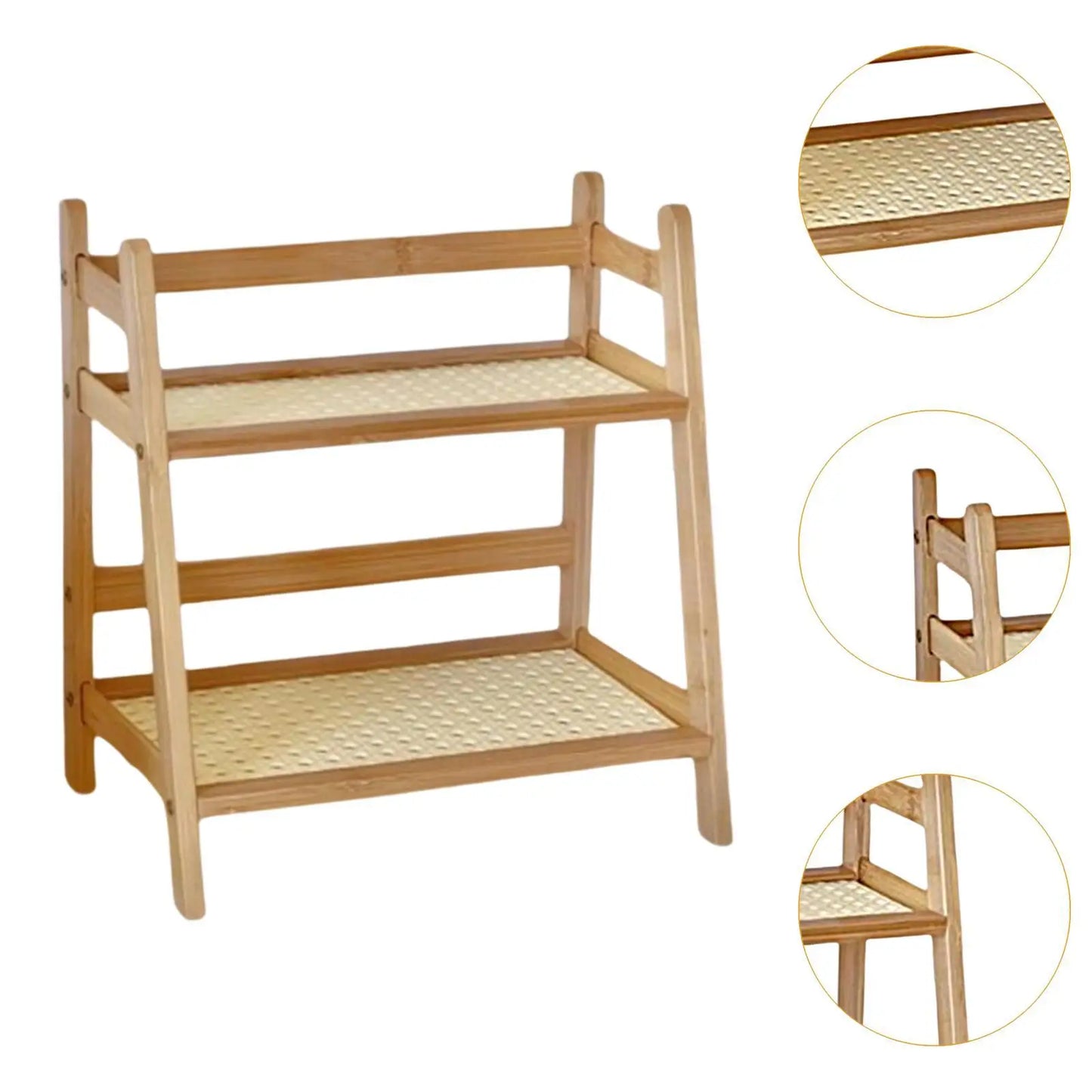 Double-layer Bamboo Storage Rack Desktop Organizer Multi-functional Miscellaneous Shelf Home Kitchen Bedroom Countertop Use
