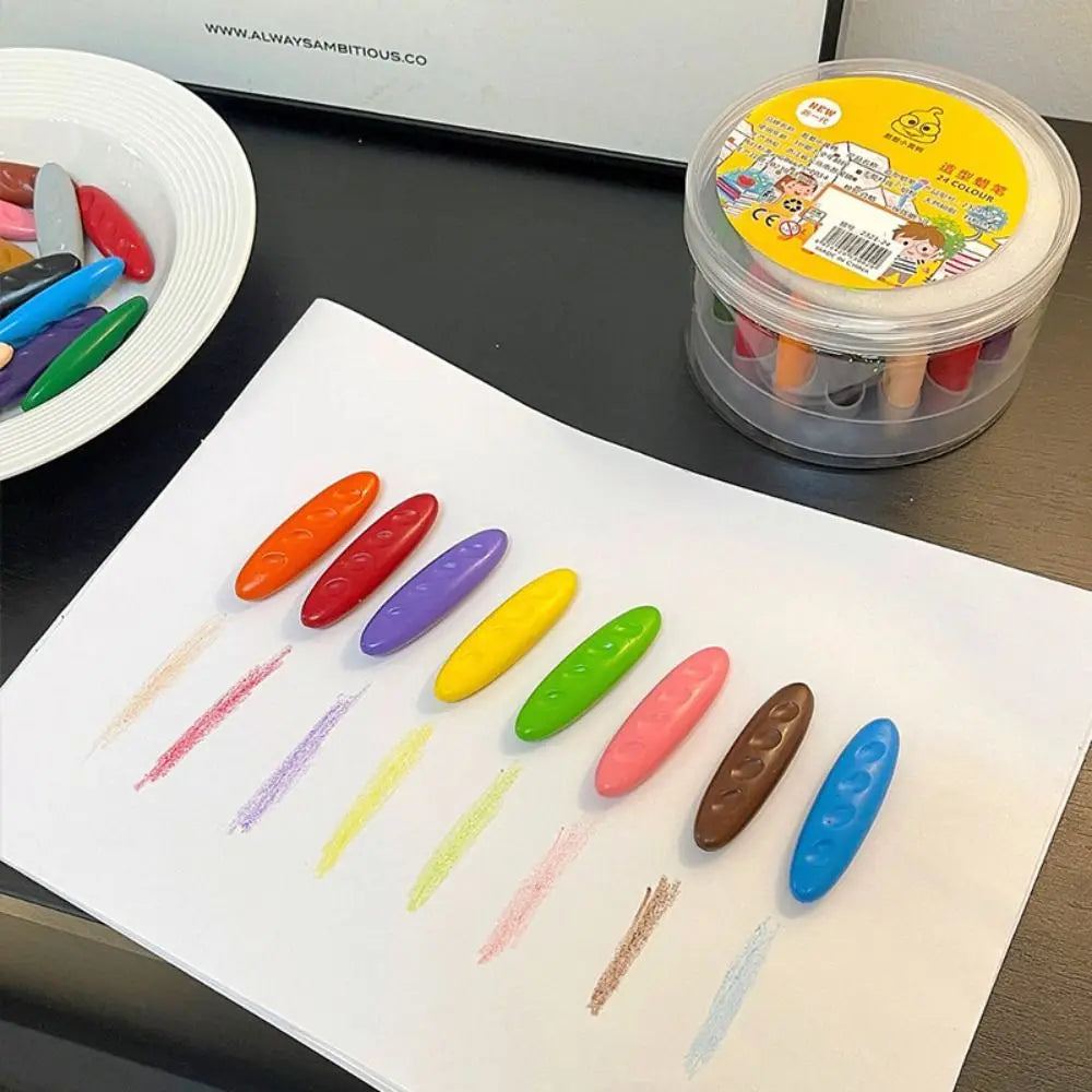 12/24/36 Colors Children Do Not Dirty Hands Plastic Crayon Set Creative Painting Tools Peanut Shaped Washable Erasable