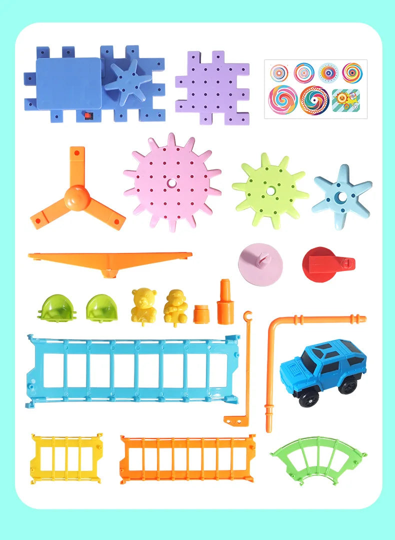 Hot 83-263 PCS Electric Gears 3D Puzzle Model Building Kits Plastic Brick Blocks Educational Toys For Kids Children Xmas Gifts