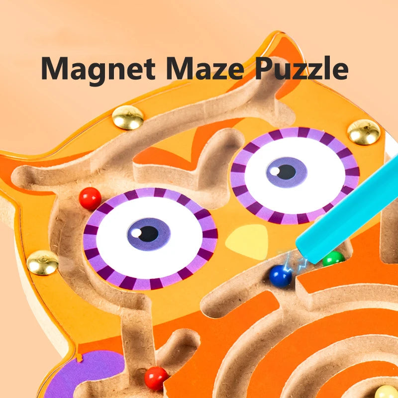 Montessori Educational Toys Children Magnetic Track Maze Balance Board Wooden Puzzle Game Baby Toys