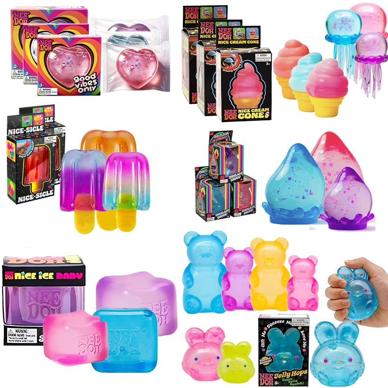 Needoh Sensory Jellyfish Gummy Bear Toy Soft Nice Cube Anti-Stress Stress Relief Pressure Souvenir Sensory Non-toxic Fidget Toy