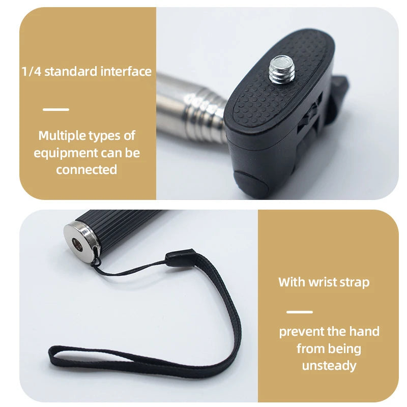 Aluminum Alloy Monopod Selfie Stick Hand Grip Pole for GoPro Hero 13 12 11 10 9 8 7 Insta360 SJCAM AKASO DJI OSMO Action Camera