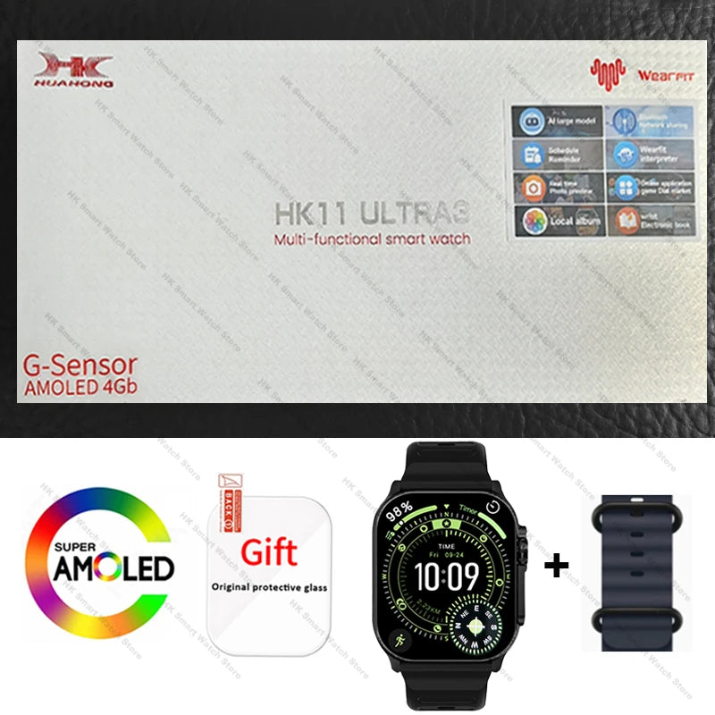 2026 New HK 11 ULTRA 3 Max Smartwatch 49mm AMOLED 4G ROM AI Robot Bluetooth Network Call Clock NFC Compass Smart Watch Men Women