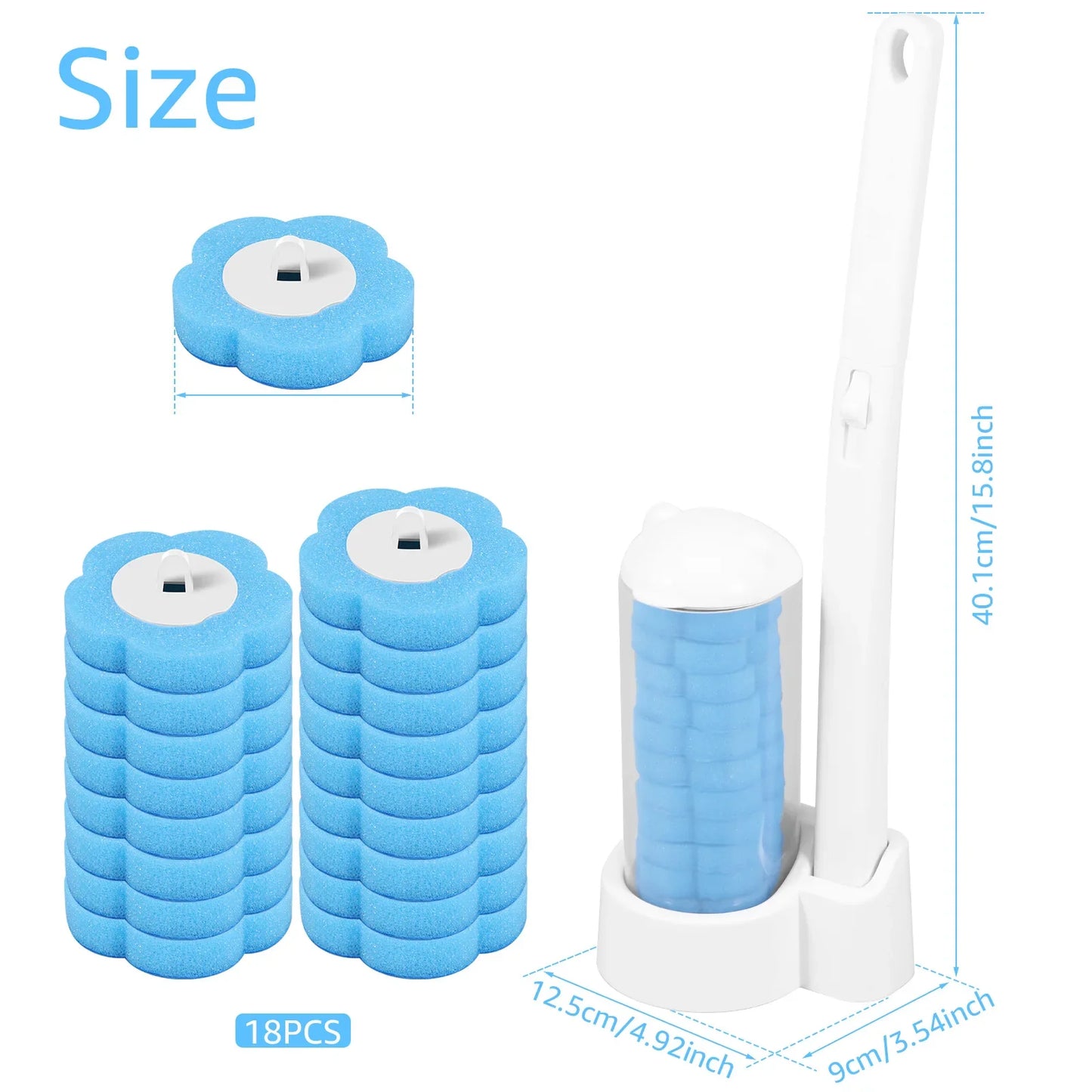 18/36Pcs Toilet Brush With Disposable Replacement Head Kits Upgrade Long Handle Bathroom Cleaning Brush For Home Wc Accessories