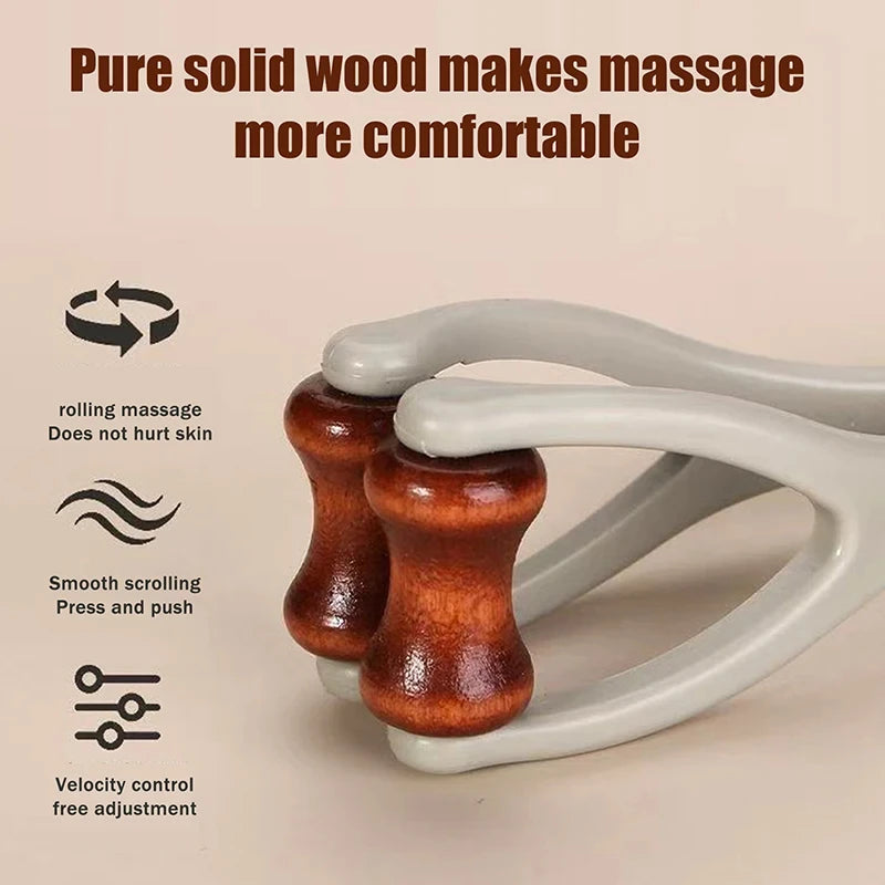 1/2pcs Solid Wood Finger Massage Roller with 360° Rollers Clip Design Finger Massager Acupressure Stick for Hand Meridian Relief