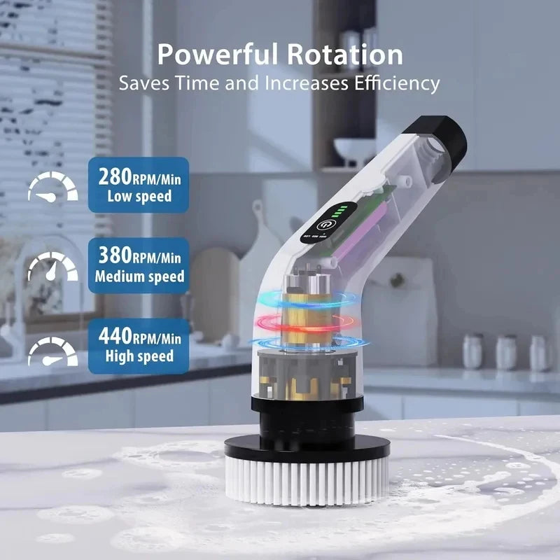 Cordless Electric Spin Scrubber Multipurpose Power Cleaning Brush For Bathroom Kitchen Tile Grout Floor Stain Removal