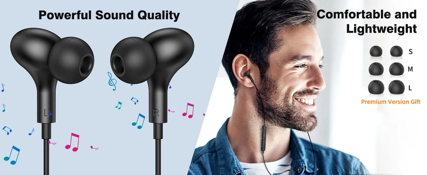 USB C Headphone for Samsung Galaxy S24 S25 S26 Ultra A17 A54 Magnetic Wired Earbuds Noise Canceling in Ear Earphones with Mic