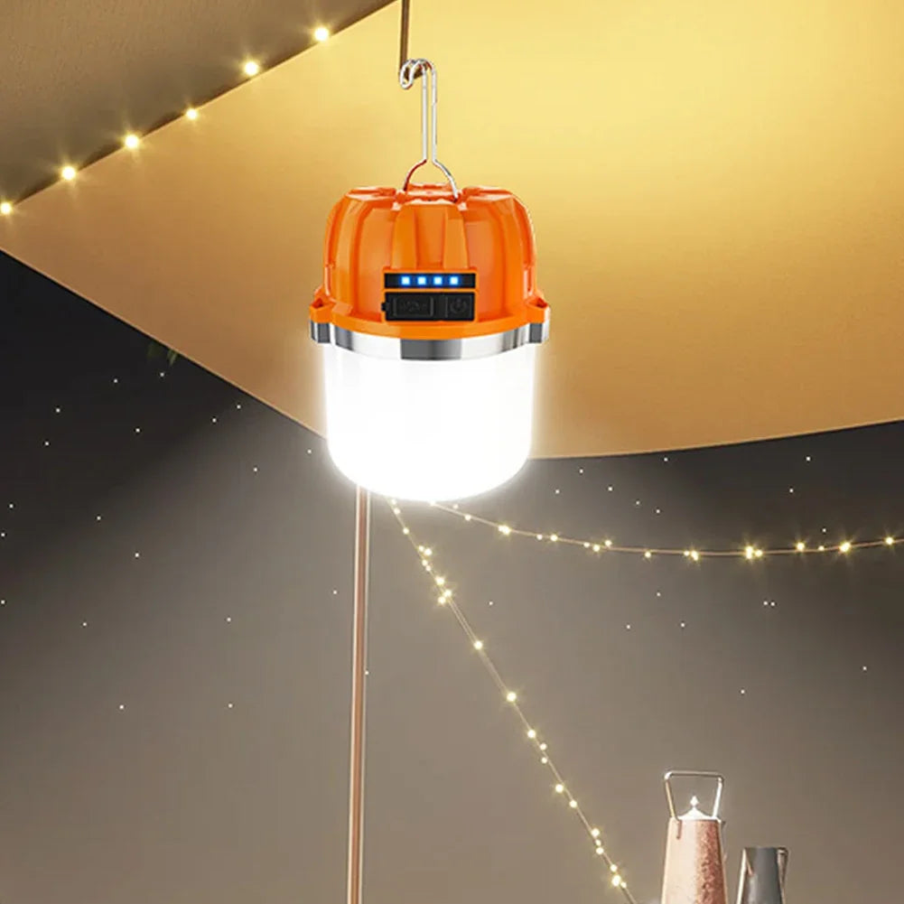Powerful LED Camping Lights Built-in Battery USB Rechargeable Camping BBQ Tents Super Bright Hanging Lantern Power Bank