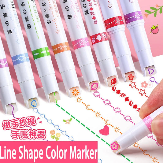 24/3 PCS Kawaii Flowers Line Shaped Highlighter Pens Roller Tip Curve Liner Marker for Writing Journaling Drawing Stationery