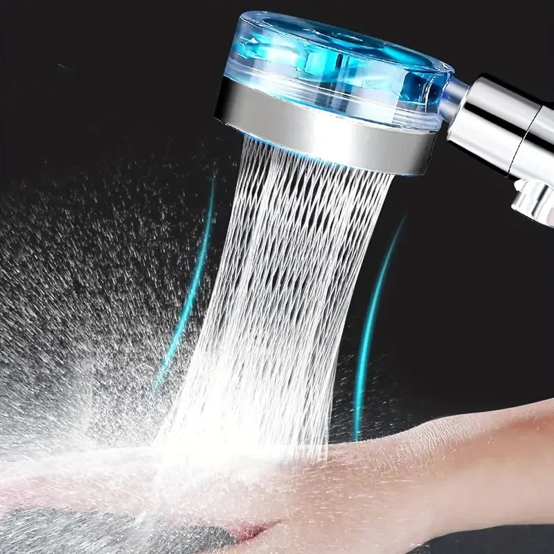 360° Rotating Turbine Fan Handheld Shower Head High Pressure Water Saving Spray Shower Filter Bathroom Accessories
