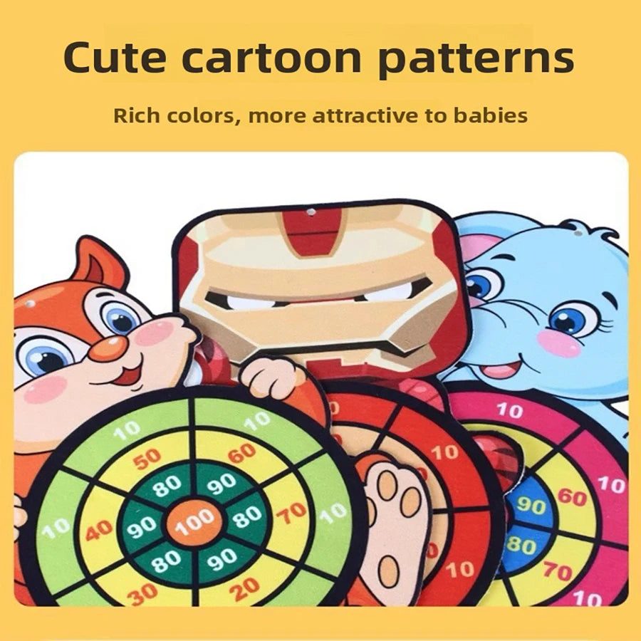 1set- Dart Board for Kids with 3 Sticky Balls Indoor Outdoor Sport Party Games Cartoon Animal Dart Board Toys Christmas Gift