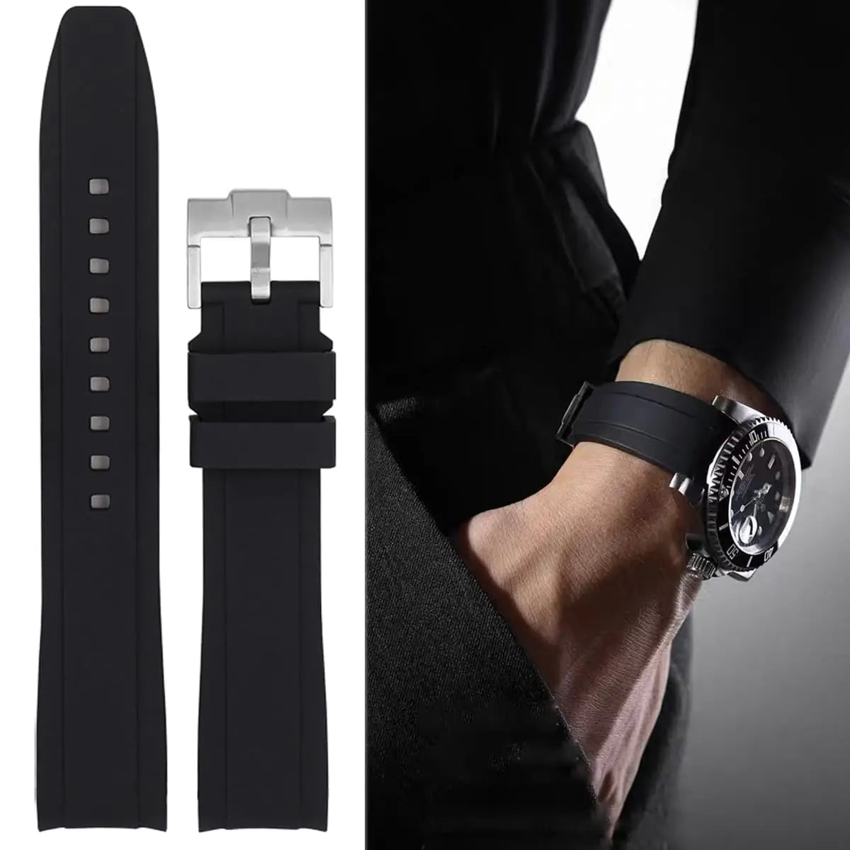 Band for Omega X Swatch Moonswatch Speedmaster 20mm 22mm Universal Curved end No Gap Bracelet for Rolex SEIKO Band For Men Women
