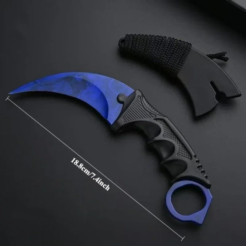 Unsharpened Safety Karambit Gift Knife Toy No Sharp Blade Cosplay Prop Plastic Training Knife for Role Play Game Collection
