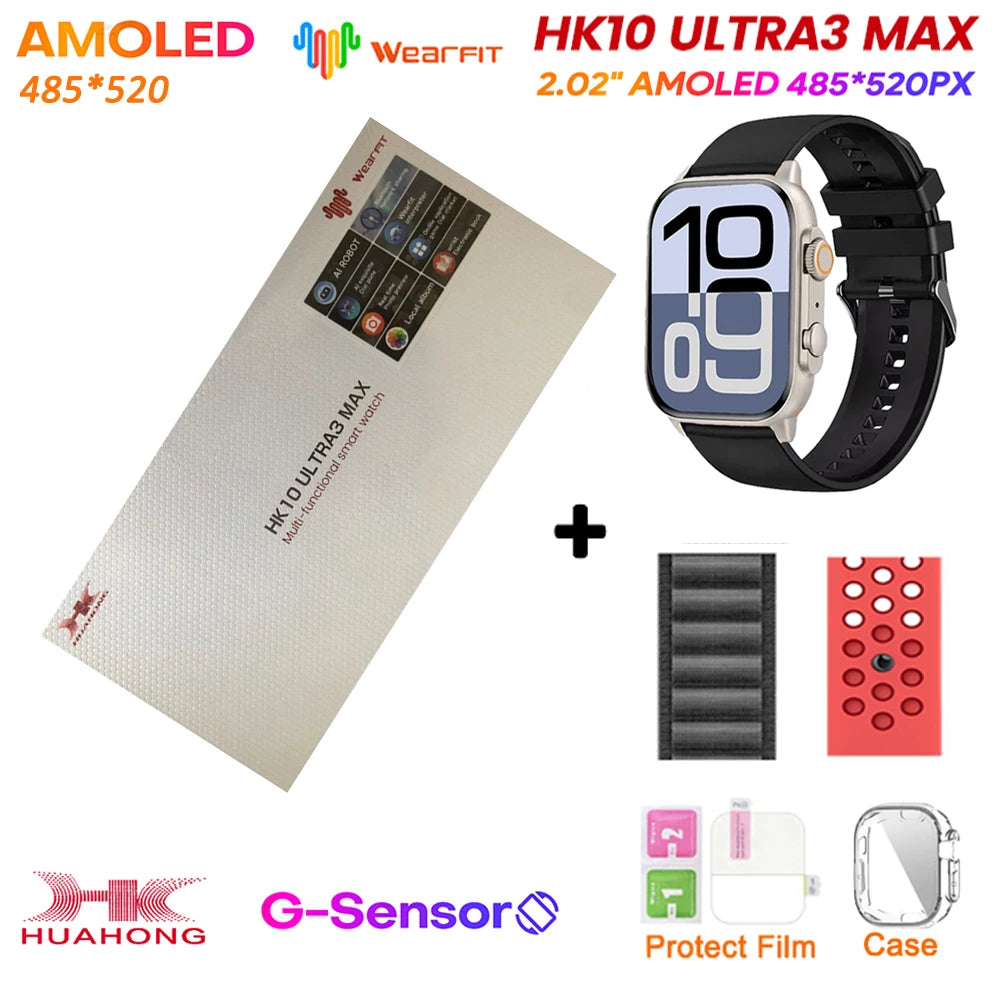 Original HK10 Ultra 3 MAX SmartWatch 2025 For Man Women 49mm HD AMOLED 4GB ROM AI ROBOT NFC GPS Smart Band Watch For IOS Android