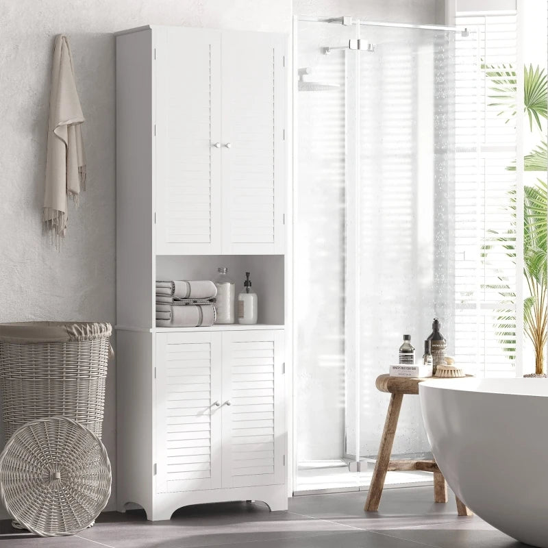 MDF Freestanding 6-Tier Bathroom Storage Cabinet White | UK