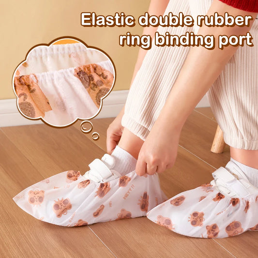 50 PCS Disposable Thickened Cartoon Shoe Covers,Home Indoor Non-slip Anti-dirty Foot Cover, Breathable Foot Covers For Shoes