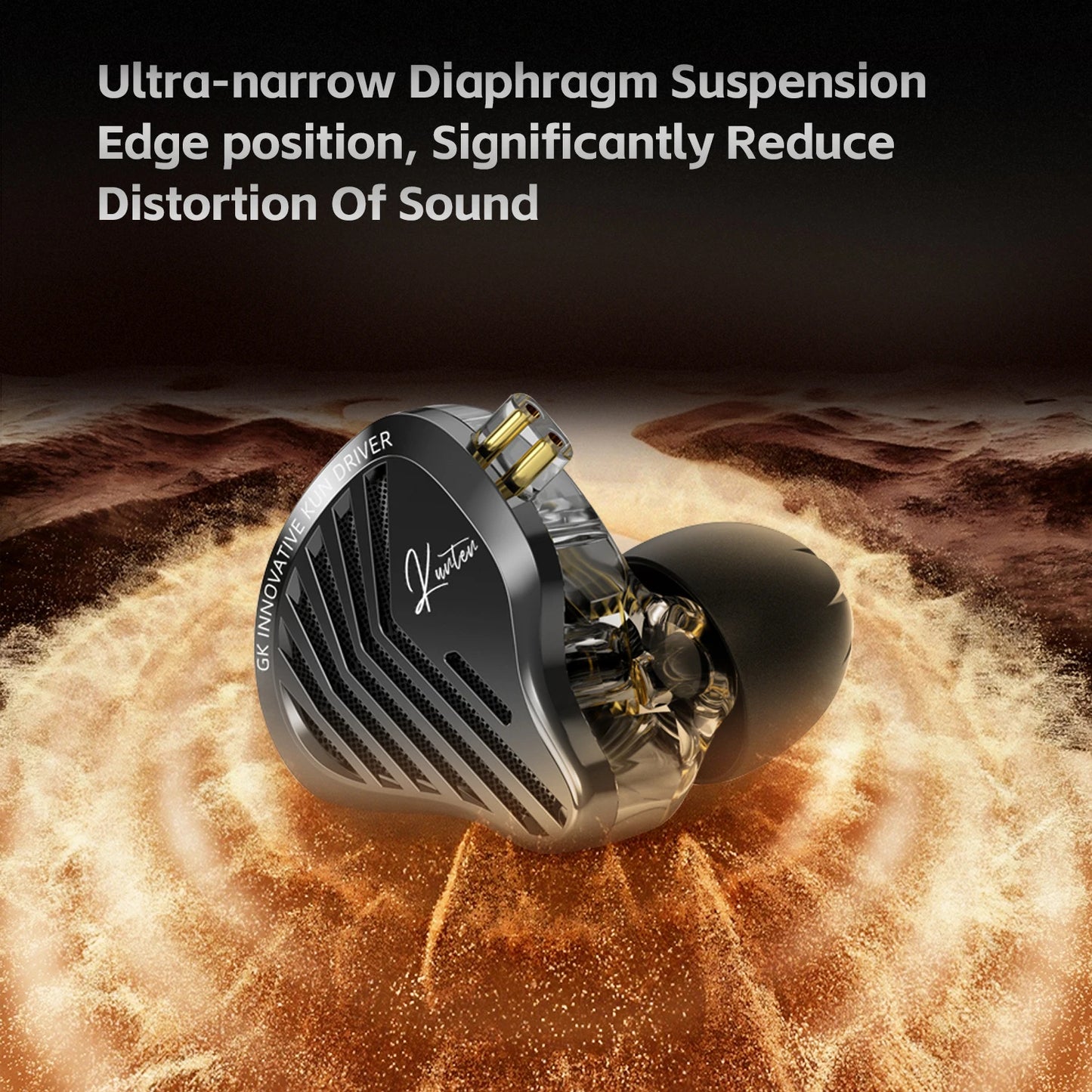 GK KUNTEN Dynamic Drive Heavy Bass Earbuds HIFI Sports Metal Headphones Detachable 2PIN Compatible with KZ Zenith EDX PRO