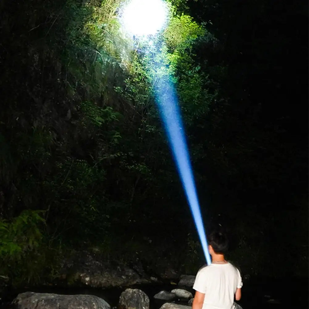 LED Flashlight Super Bright Rechargeable Portable Ultra Power Torch Lamp Retractable Digital Zoom Hand Light For Camping Ou K5Y6