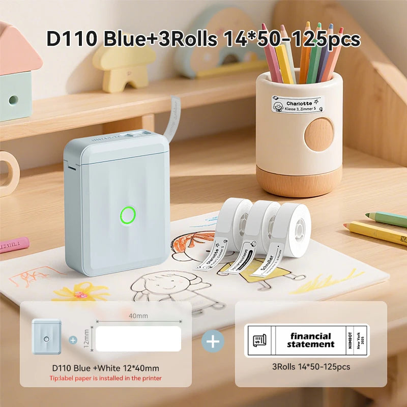 NIIMBOT D110 Upgraded Version Thermal Label Printer Mini Portable Smart Label Maker With Tape for Office Home Kitchen School