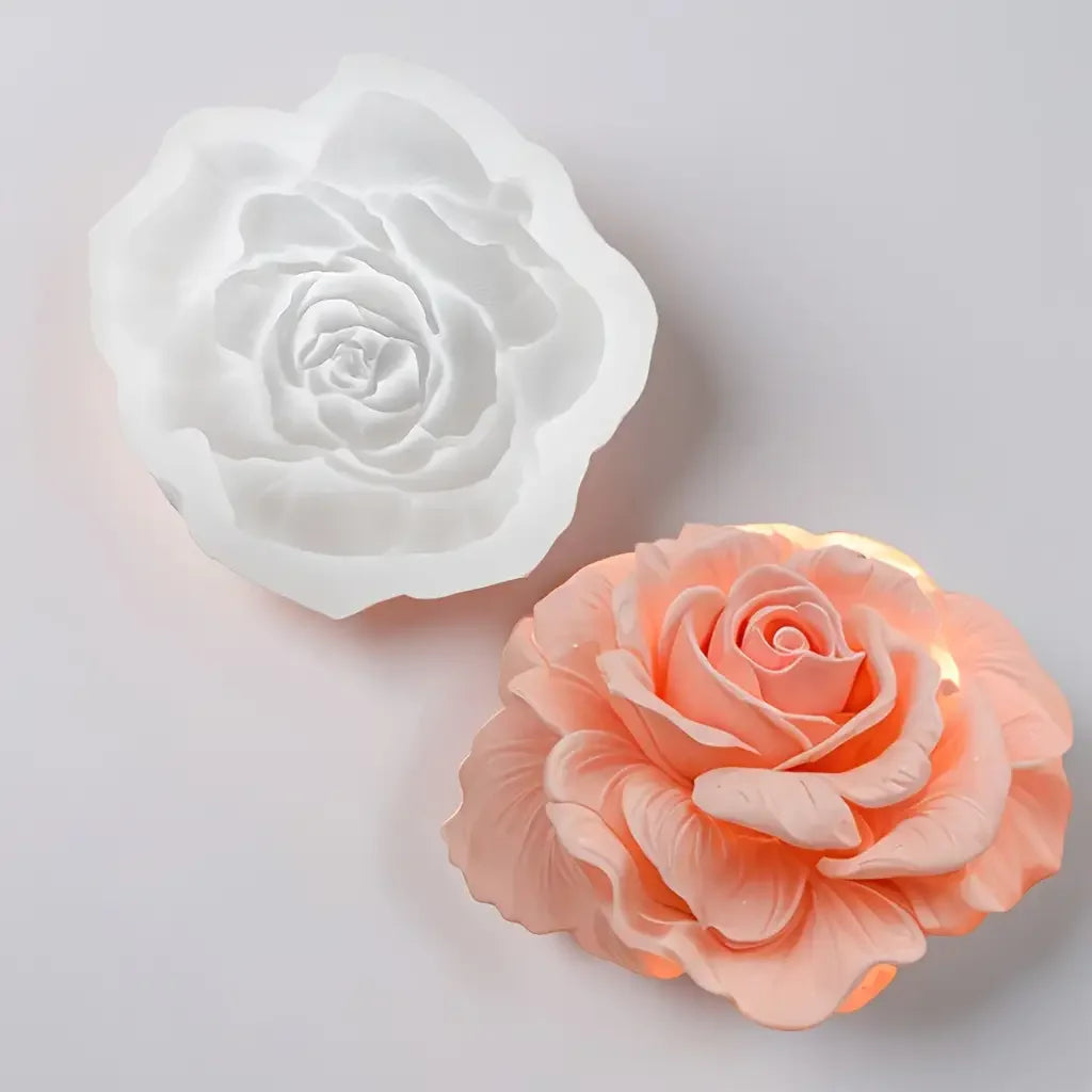 1-Cavity Rose Flower Mold - Non-Stick Silicone Mold for Candles, Soap, Plaster, and Aromatherapy - Easy to Demold, Reusable Floral Mold, Suitable for DIY Home Decor, Weddings, Parties - Suitable for Beginners and Professional