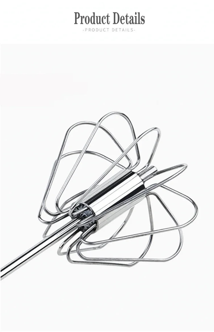 Semi-Automatic Egg Beater Stainless Steel Egg Whisk Manual Press Type Mixer Self Turning Egg Stirrer Kitchen Egg Tools