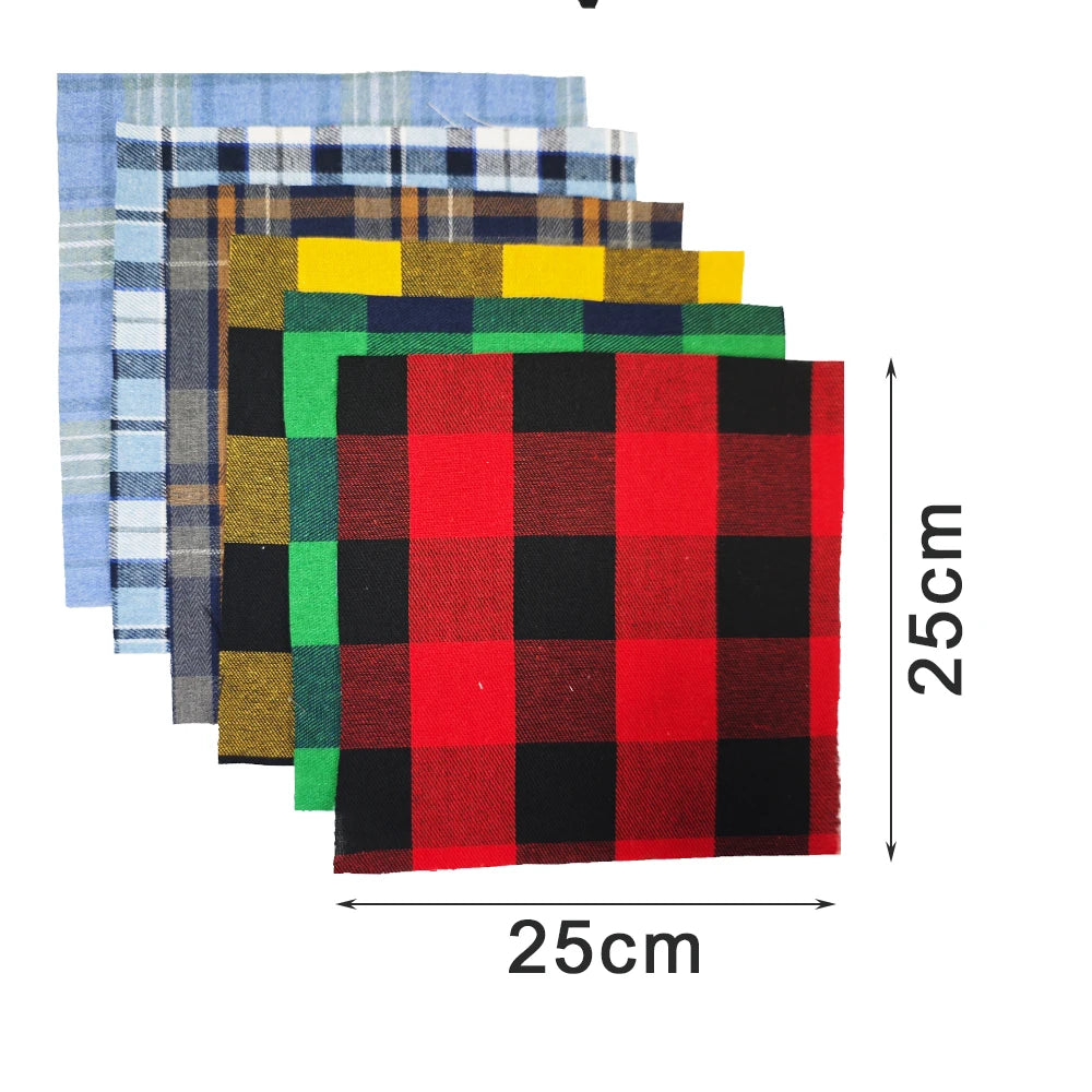 Teramila 25x25cm5-6PC/Lot Polyester-Cotton Plaid Patchwork Printed Cloth Sewing Quilting Fabric Needlework DIY Handmade Material