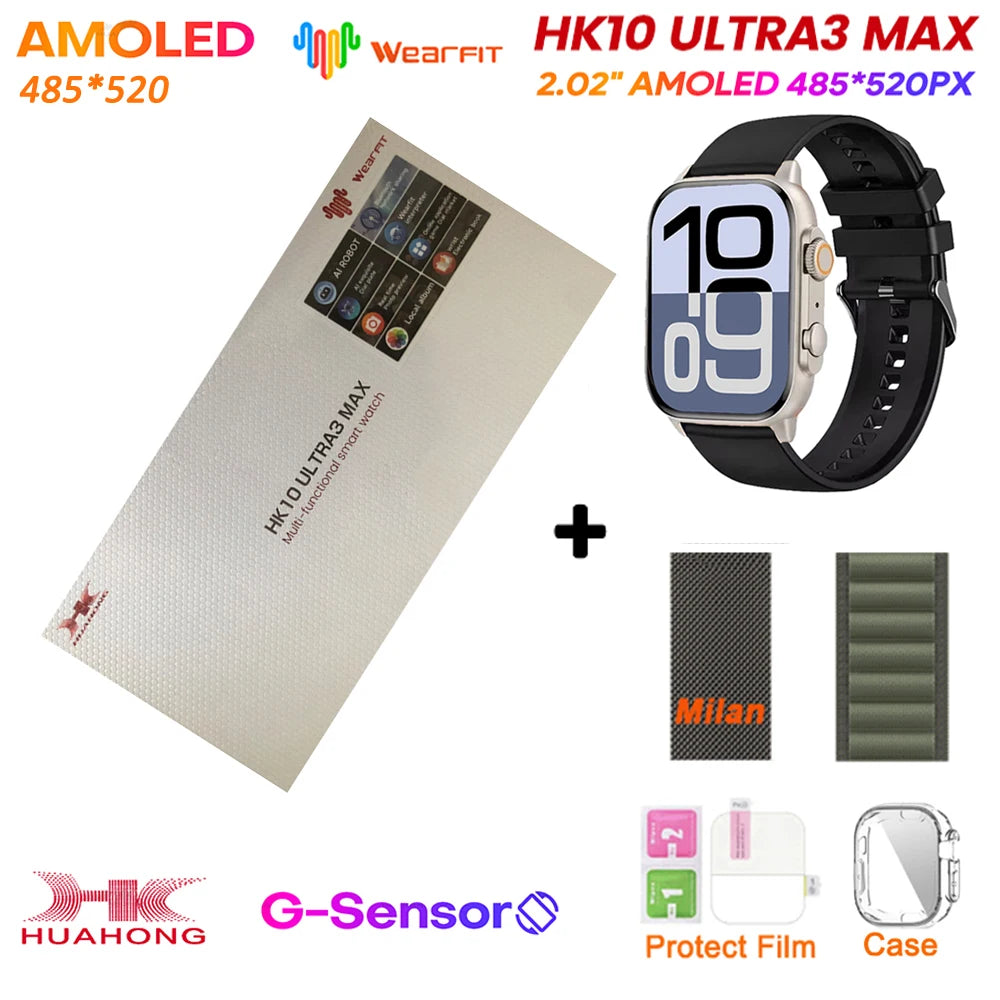 Original HK10 Ultra 3 MAX SmartWatch 2025 For Man Women 49mm HD AMOLED 4GB ROM AI ROBOT NFC GPS Smart Band Watch For IOS Android