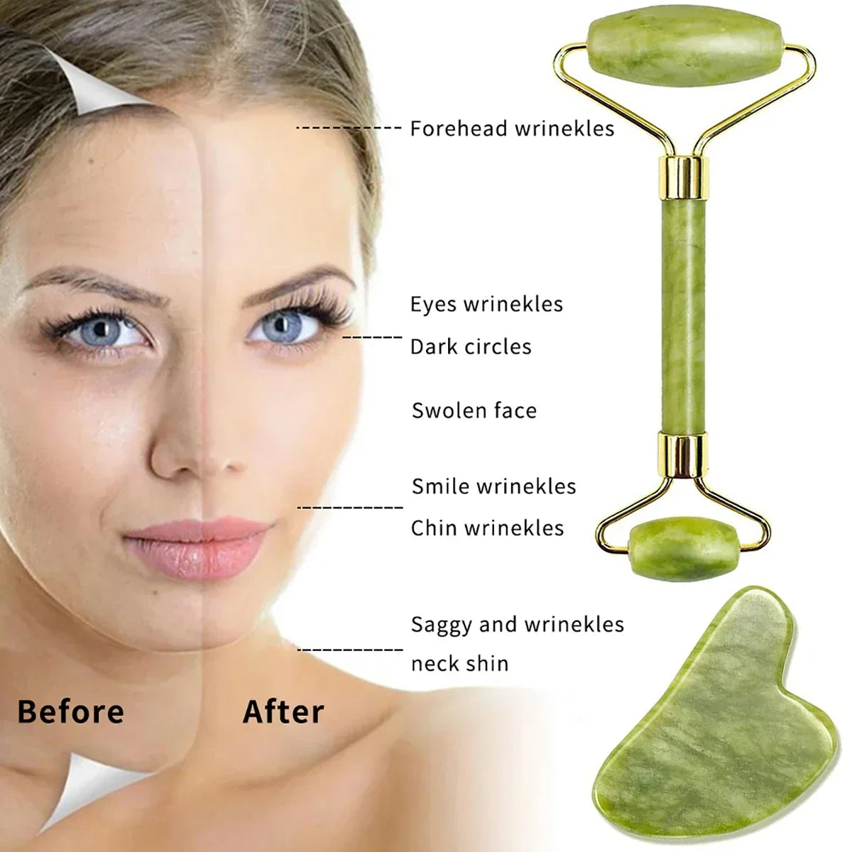 Natural Jade Eye Face Mask Massager Cooling Sleep Eye Facial Mask Relax Sleep Massager Cold Therapy Mask SPA Beauty Tool