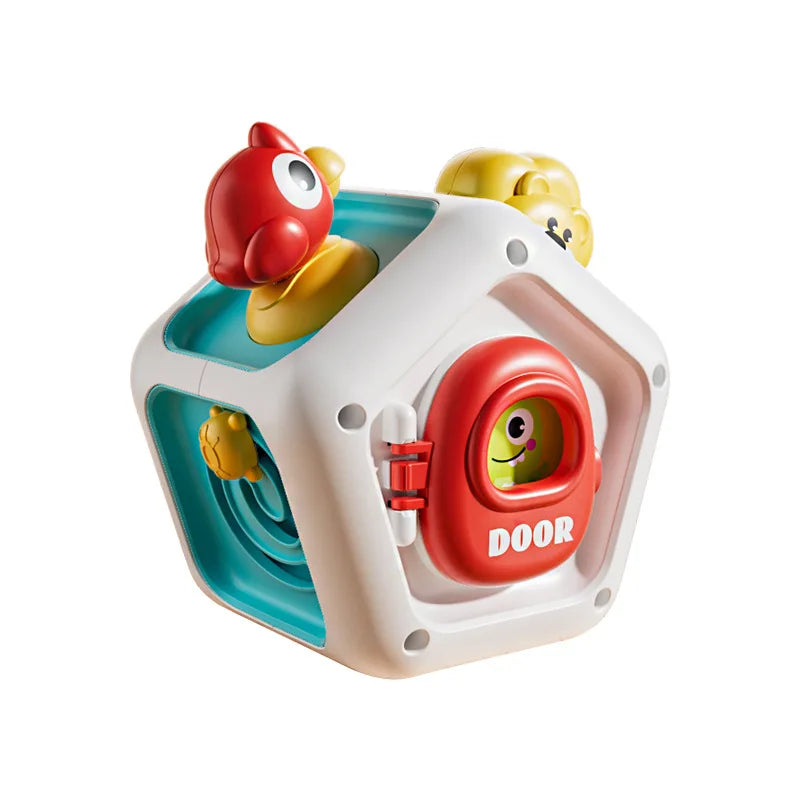 Baby Busy Board Cube Montessori Sensory Toys for Toddler Educational Learning Activities Travel Toy Lock Box Fine Motor Skill