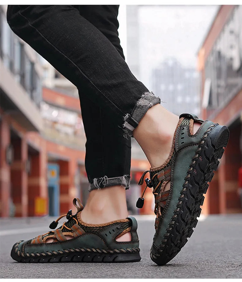Hot Sale Summer Men's Sandals Outdoor Non-slip Men's Beach Sandals Handmade Genuine Leather Men's Shoes Fashion Men Sneakers